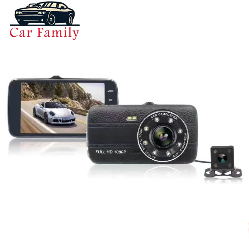 Автомобильный семейный 4,0 дюймовый ips экран FHD 1080P Автомобильный видеорегистратор с камерой заднего вида Автомобильный регистратор - Название цвета: Double lens