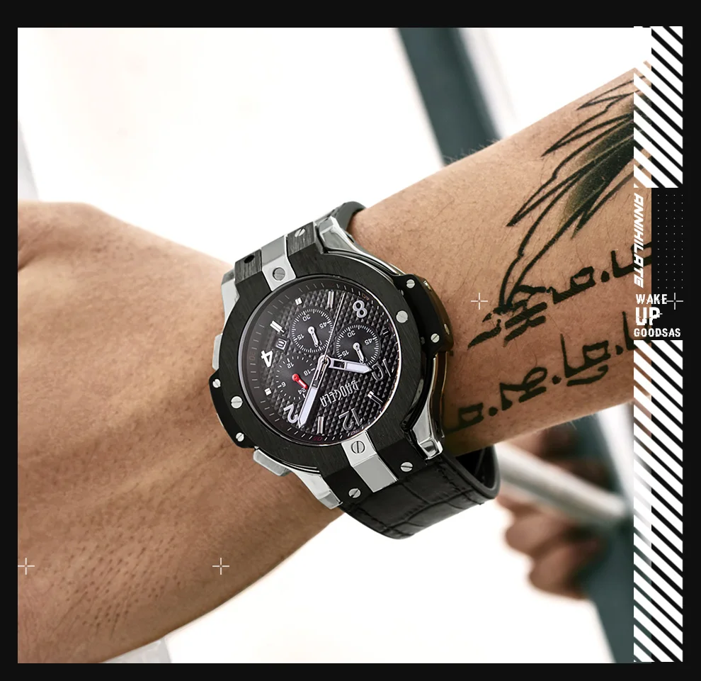 BAOGELA marque hommes montre кварцевые montre или bande de caoutchouc 3ATM rеsistant с chronographe hommes кварц 1909