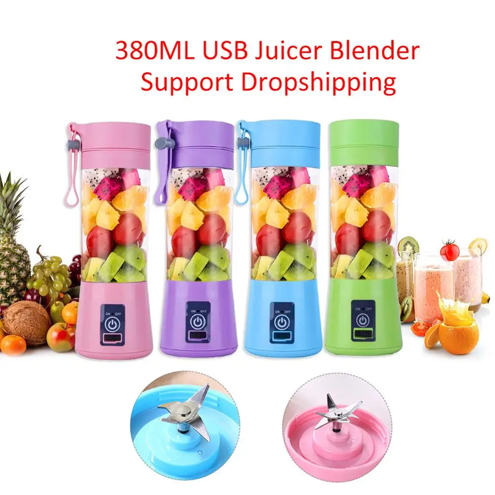 2/4/6 Blades 380ML Mini USB Rechargeable Juicer Electric Fruit Juice Smoothie Machine Portable Blender Squeezer Mini Juicing Cup|Manual Juicers| - AliExpress