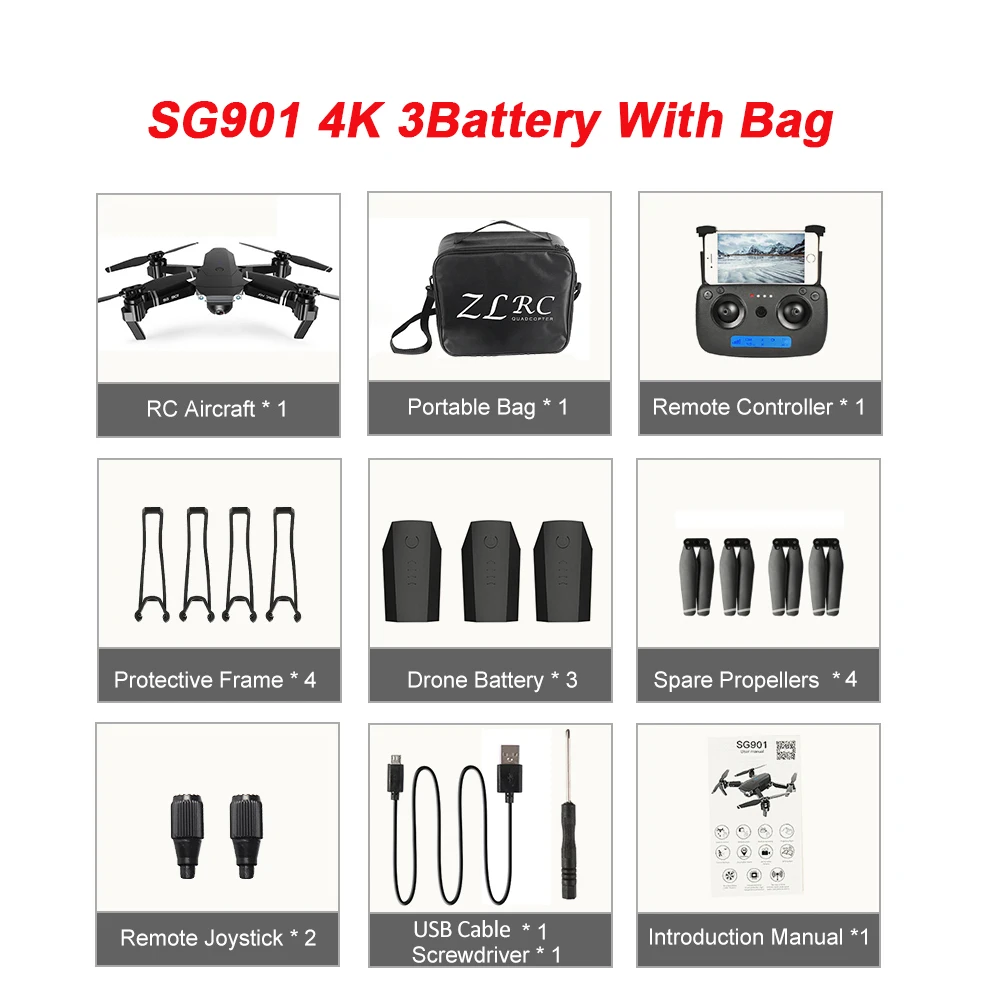 SG901 4K 3B Bag GOOLRC SG907 gps Радиоуправляемый Дрон с камерой HD 4K 5G Wifi оптический поток позиционирования Дрон складной Радиоуправляемый квадрокоптер мини Дрон VS E58 E520 - Цвет: SG901 4K 3B Bag