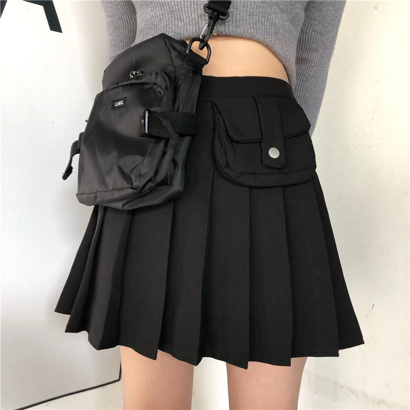 Faldas mujer moda плиссированные однотонные летние юбки в стиле сафари, женская одежда в стиле Харадзюку, юбки с высокой талией, женская одежда