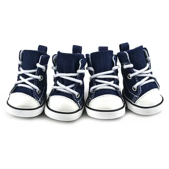 

4PCS Puppy Pet Dogs Denim Shoes Sport Boots Anti-slip Bootie Walk Causal Sneaker Large HOT