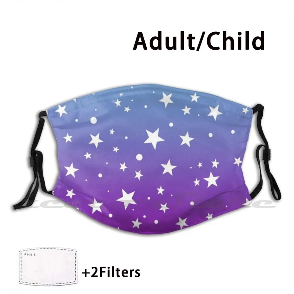 

White Stars On Blue Purple Violet. Cute Pattern Of Asterisks. Great Design For A Birthday Present! Washable Trending Customized