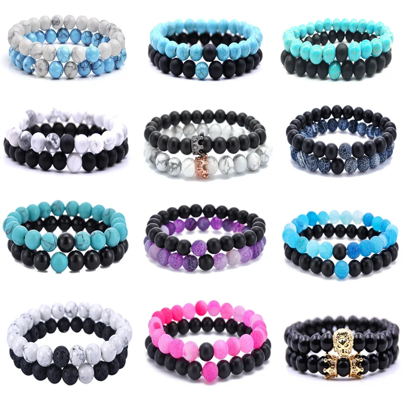 2 шт./лот браслеты с бусинами для пар простой классический браслет из