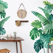 Tropical Plant Turtle Leaf Wall Sticker Fresh Beach Palm Leave Art Decal Door Wall Decoration for Living Room Kitchen Home Decor