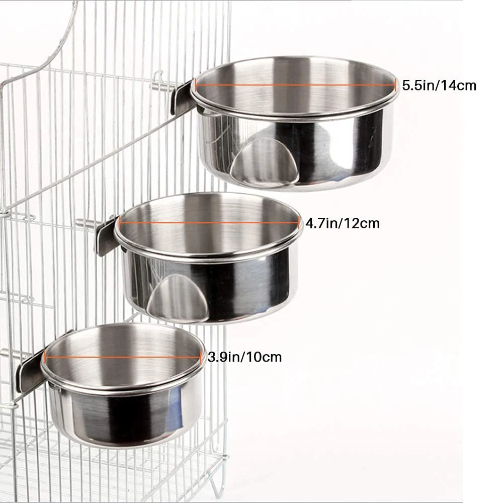 Bird Feeder Parrot Feeder Parrot Feeding Bowl Parrot Feeding Cup Bird Food Dish Stainless Steel Parrot Feeder Water Cage Bowl With Clamp Holder For Cockatiel Budgies Parakeet