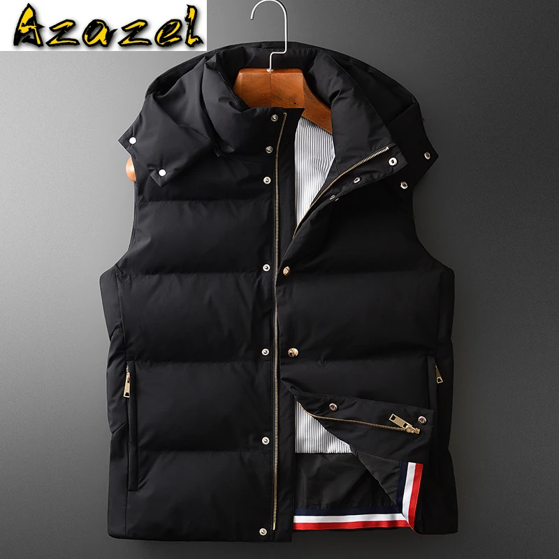 

Azazel Add Padding Thick Mens Vest Luxury Hooded Black Mens Jackets And Coats Plus Size 4xl Autumn And Winter Slim Male Vest