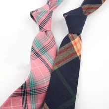 Мужские галстуки колледжа Ветер японский узкий выпуск Женская Студенческая Повседневная 7 см клетчатая рубашка Свадебный хлопок