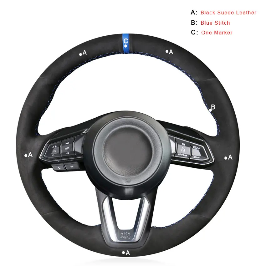Авто оплетка на крышке рулевого колеса для Mazda 3 Axela Mazda 6 Atenza CX-3- CX-5- CX-9 для Toyota Yaris Car - Название цвета: Suede Leather