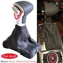 Car Leather Automatic GEAR Shift Knob shift knobs FOR AUDI A6 A3 A4 A5 A6 C6 Q5 Q7 2009 2010 2011 2012 2014 Carbon fiber