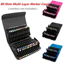 

80 Slots Large Capacity Multi-Layer Folding Marker Pen Case Art Markers Pen Storage Carrying Bag Durable Sketch Tools Organizer
