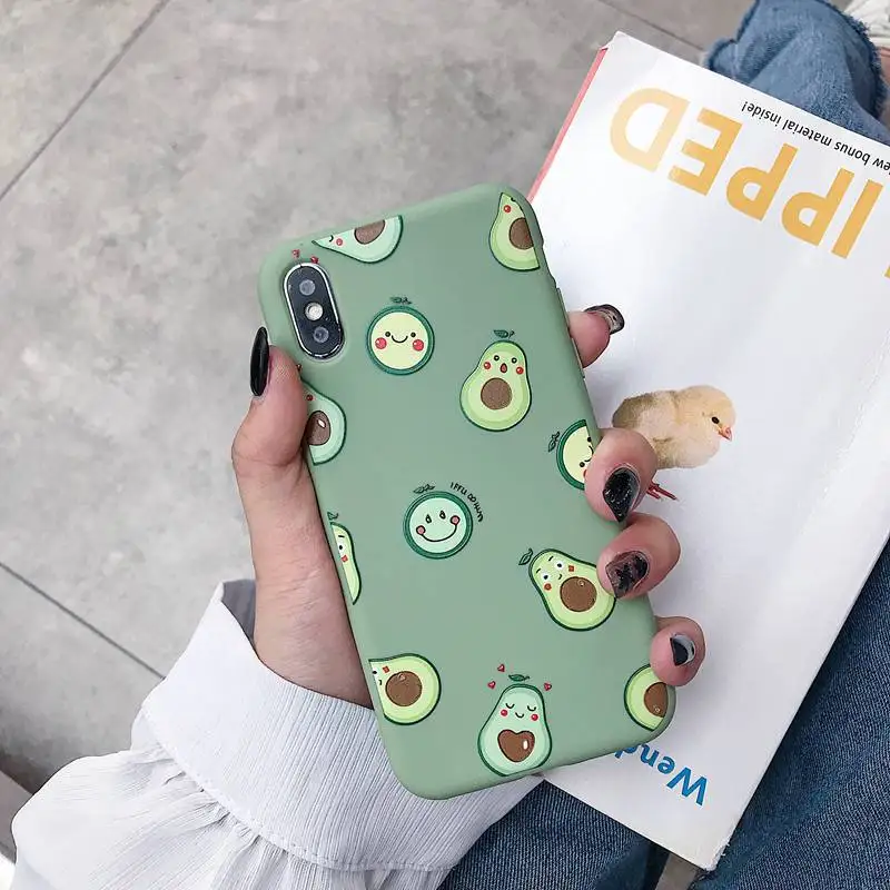 Силиконовый чехол для пары для iPhone X XR XS 6S 7 8 Plus, милые чехлы для телефонов с рисунком авокадо, задняя крышка для iPhone XS Max
