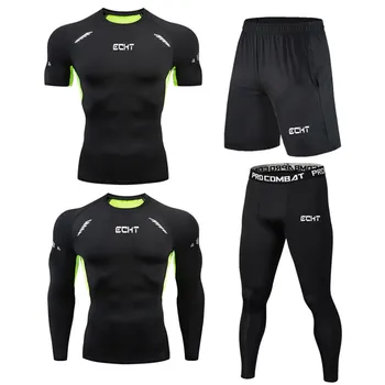 

4 pieces / set of men's track suits sportswear gym fitness compression clothing running jogging sportswear sports fitness pants
