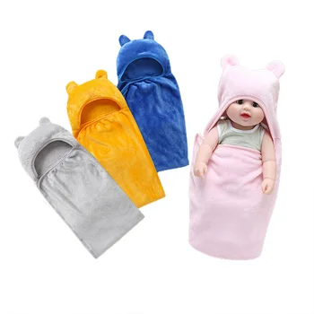 

Autumn Winter Warm Newborn Swaddle Wrap Flannel Baby Receiving Blanket Bedding Solid Toddler Infant Sleeping Bag For 72x97cm