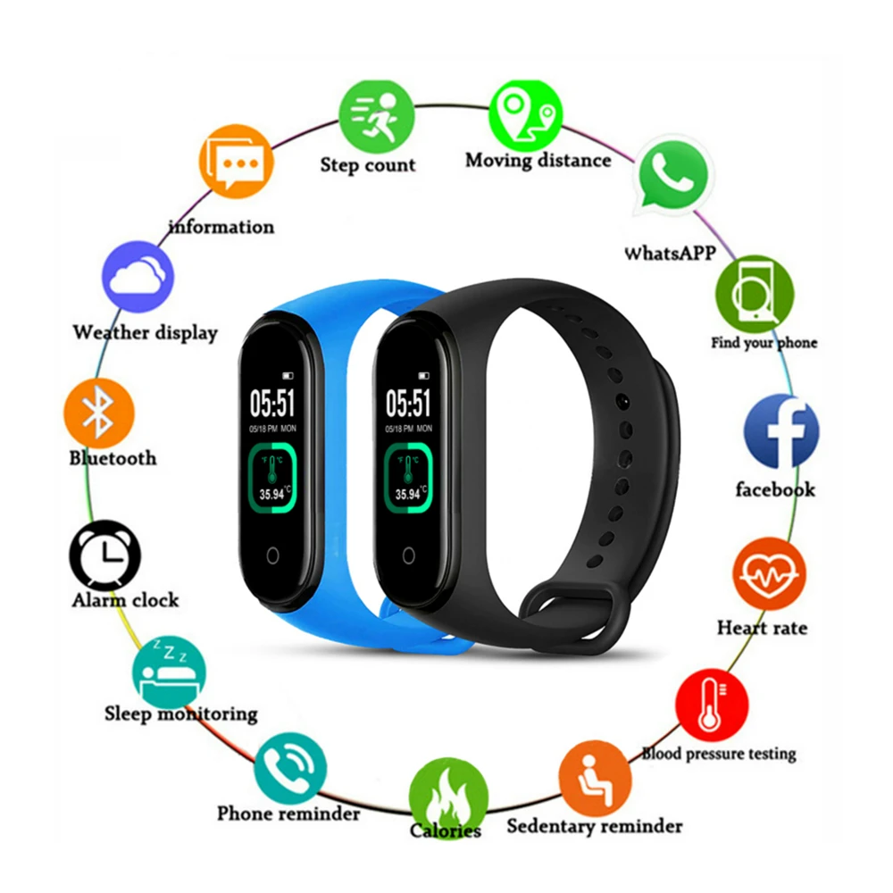 M4 Pro Smart Band Fitness Tracker Bracelet Heart Rate Blood Pressure Smartband Bluetooth-fit Wristbands For Fitbit Men Watch | Электроника