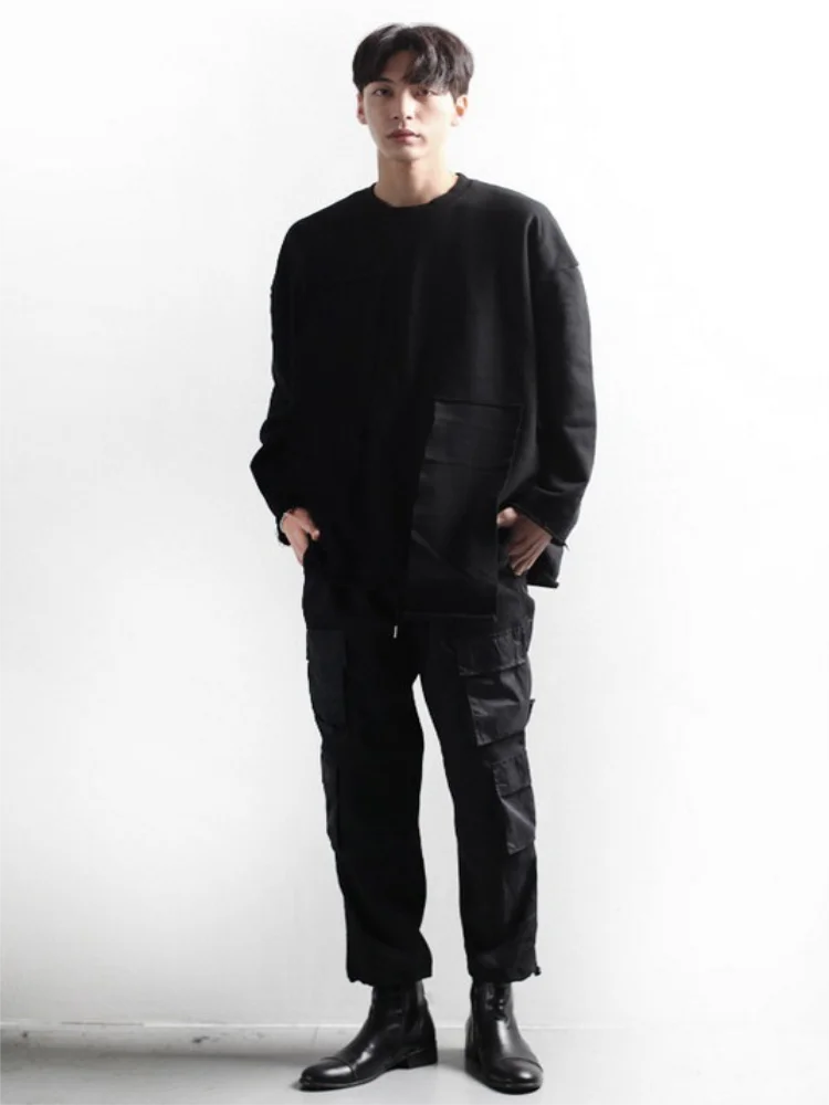 Men's Long Sleeve Hoodie Spring And Autumn New Korean Fashion Pocket Casual Round Collar Loose Large Size Hoodie