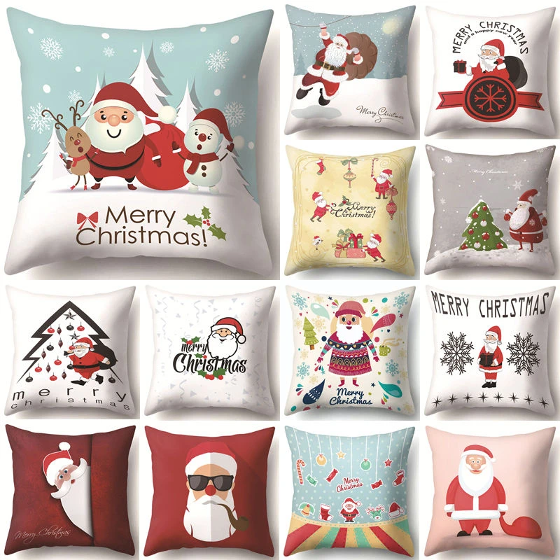 

1Pcs Santa Claus Christmas Decorative Pillows Polyester Cushion Cover Home Living Room Decoration Sofa Bed Pillowcase 40543