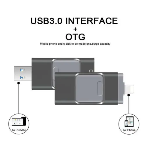 Otg USB флеш-накопитель 3 в 1 для iPhone 11X8 7 6 5 5S ipad Usb флеш-накопитель 3,0 HD карта памяти 16 ГБ 32 ГБ 64 Гб 128 ГБ 256 ГБ