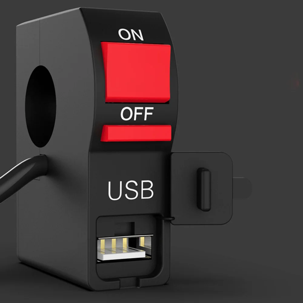 Мотоцикл USB телефон зарядное устройство переключатель руль пылезащитный DC12V ABS черный Водонепроницаемый автомобилей мотоциклы Замена