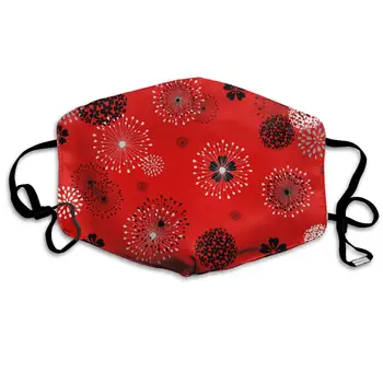 

Japanese Oriental Red Flower Washable Reusable Mask, Cotton Anti Dust Half Face Mouth Mask For Kids Teens Men Women With