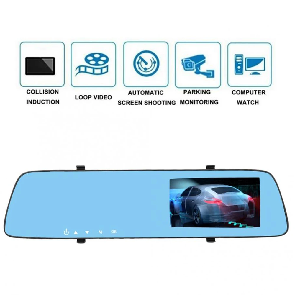 R Way Автомобильный видеорегистратор FHD 1080P 4 5 дюймовый зеркальная камера двойной