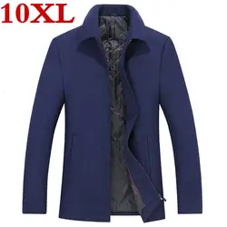 Новинка, большие размеры 10XL 9XL 8XL, зимняя куртка для мужчин, утепленное шерстяное пальто, куртки, верхняя одежда, Теплая мужская повседневная