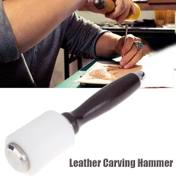 

Leather Carving Hammer DIY Craft Cowhide Punch Cutting Nylon Hammer Tool with Wood Handle Leather Craft Carving Tool
