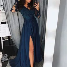 Side Split Bridesmaid Dresses Long Sleeves Lace Appliques Beaded Zipper Chiffon A-Line Wedding Guest Gowns Maid of Honor Dress