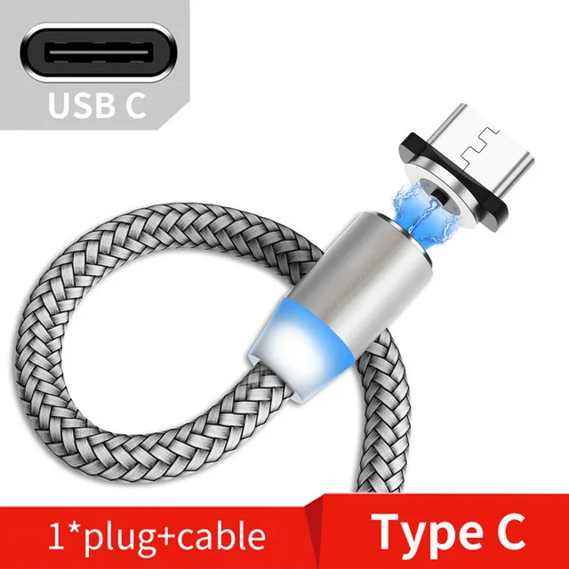 Silver For Typc c Магнитный кабель OLAF 3A, 2 м, шнур для зарядки телефона, кабель Micro USB, магнитное зарядное устройство, быстрый кабель usb type C, USB C для iPhone 11, samsung - Цвет: Silver For Typc c