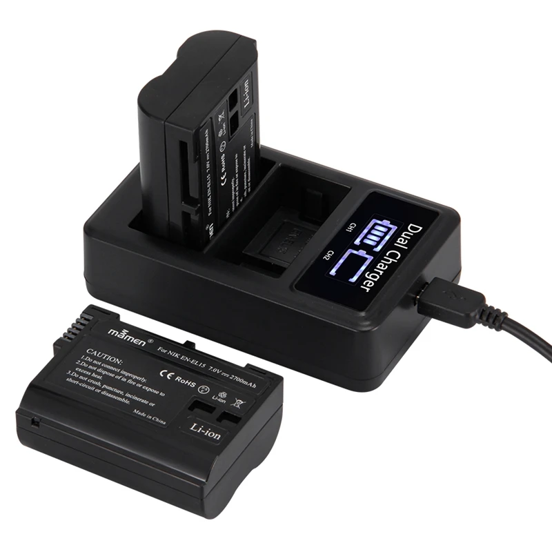 Mamen 2 шт. EN-EL15 EN EL15 ENEL15 EL15A батарея для цифровой камеры+ ЖК-дисплей USB двойное зарядное устройство для Nikon D810 D7000 D750 V1 D610 D600E D8