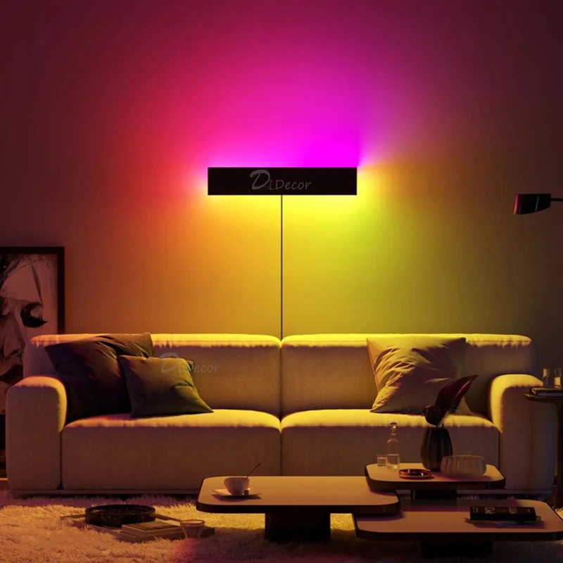 Minimalism RGB LED Wall Lamp Bedroom Bedside Home Decoration Wall LightNordic Colorful Living Room Indoor Lighting Fixtures