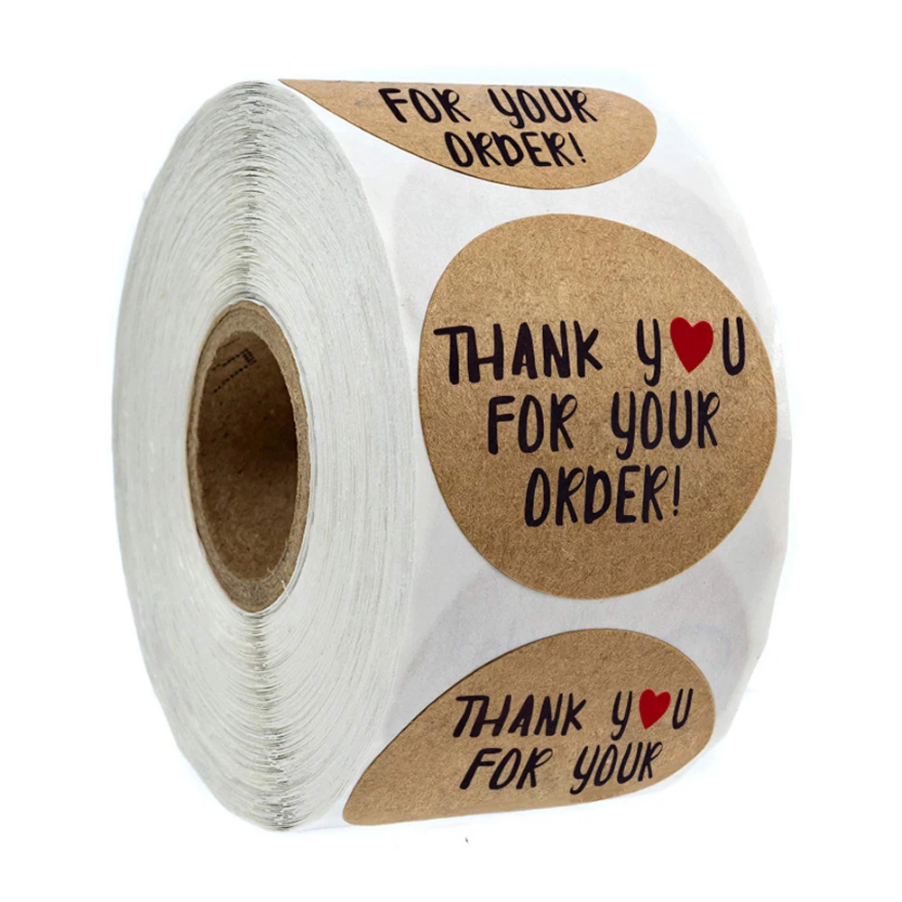 

Wholesale Round Kraft Paper Thank You for Your Order Sticker Seal Sticker Baking Gift Decoration Label YH78,YH84 1inch/2.5cm