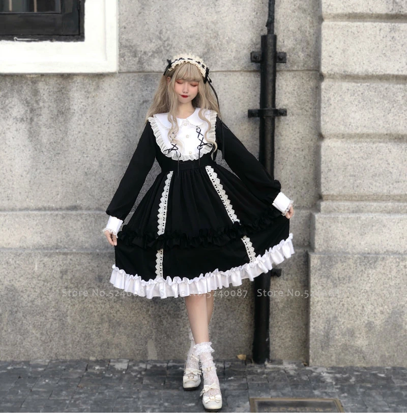 Vestido gótico de estilo japonés mujer, vestido de muñeca de fiesta de té de princesa de baile, disfraces de Anime, Op victoriano|Vestidos de Lolita| - AliExpress