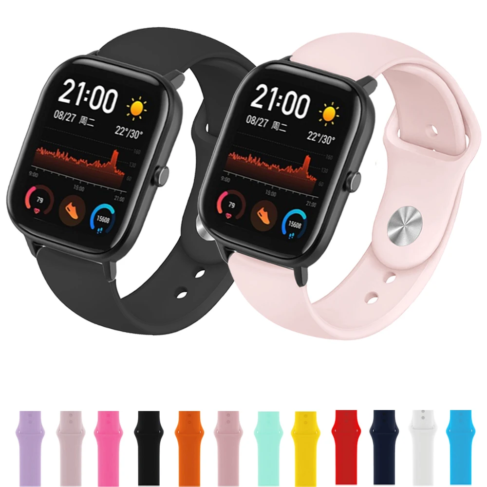 Силиконовый ремешок для часов Xiaomi Huami Amazfit GTS/GTR 42 47 мм/Bip Lite умных спортивный