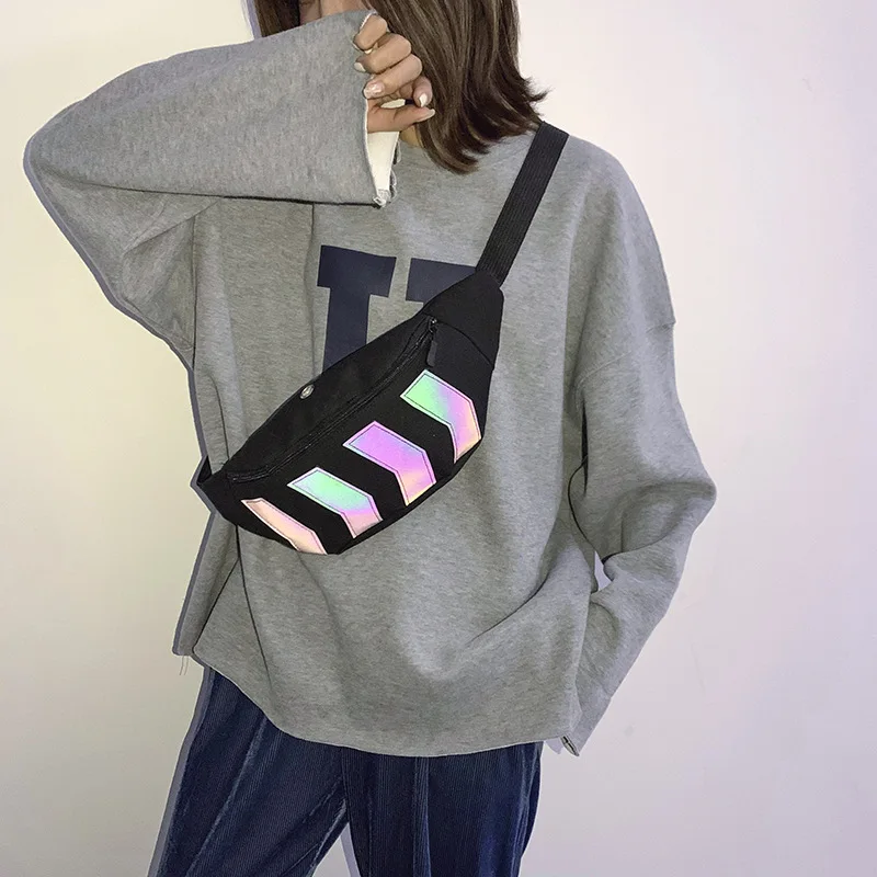 

Fashion Waist Bag for Women Banana Canvas Fanny Belt Pack Hip Hop Street Reflective Crossbody Chest Bags Casual Money Pouch