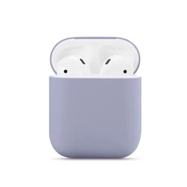 For Airpods 1/2 Soft Silicone Earphone Cover Air Pods Case Earpods Accessories Headset Protective Sleeve Apple Airpods 2 Case lavender gray