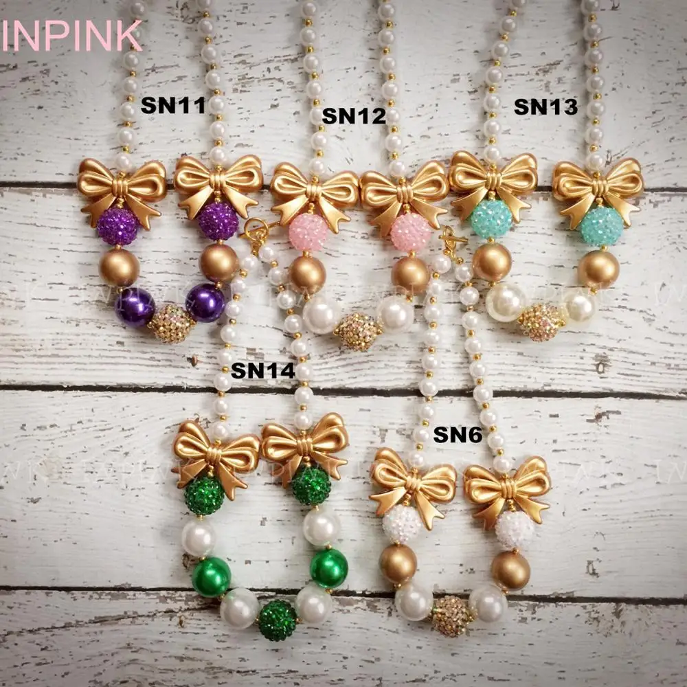 INPINK, фиолетовый, розовый, Аква, золото, детское массивное ожерелье, жевательная резинка, бусы, ожерелье для девочек, детская игрушка