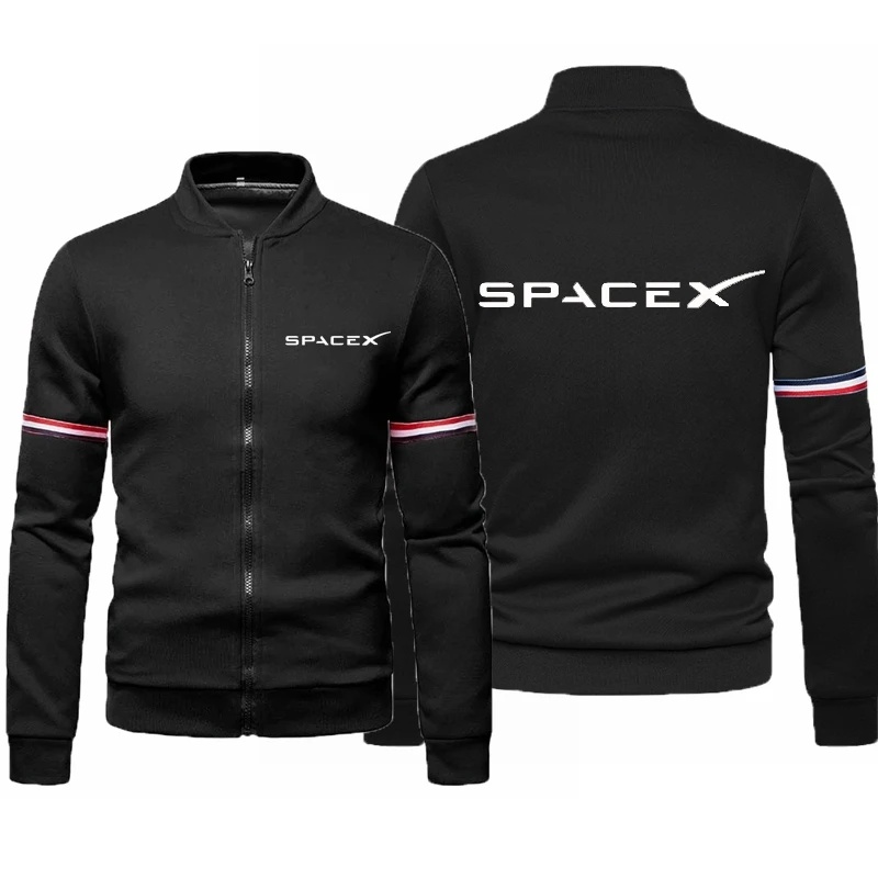 Space X Mens Baseball Jacket Autumn Fashion Cool Outwear Jacket Patchwork Stand Collar Casual Slim Fit Jackets and Coats for Men blazer coat Jackets