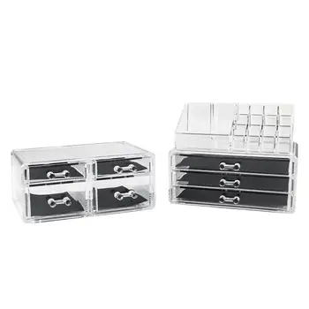 

Oversized Acrylic Cosmetics Storage Rack with 7 Drawers Transparent Jewelry Organizer Box Case