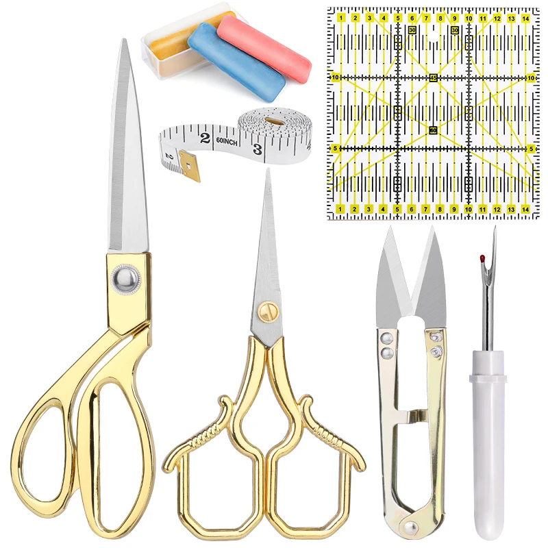 

LMDZ Professional Sewing Scissors with Tailor Ruler Yarn Cutter Chalk Tailor Sewing Scissors Set For Handmade Work