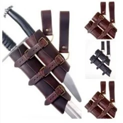 

Средневековый рыцарь задние двойные ножны плечевой ремень держатель для меча ножны, скаббард для взрослых кожаный комплект снаряжения костюм с оружием проп