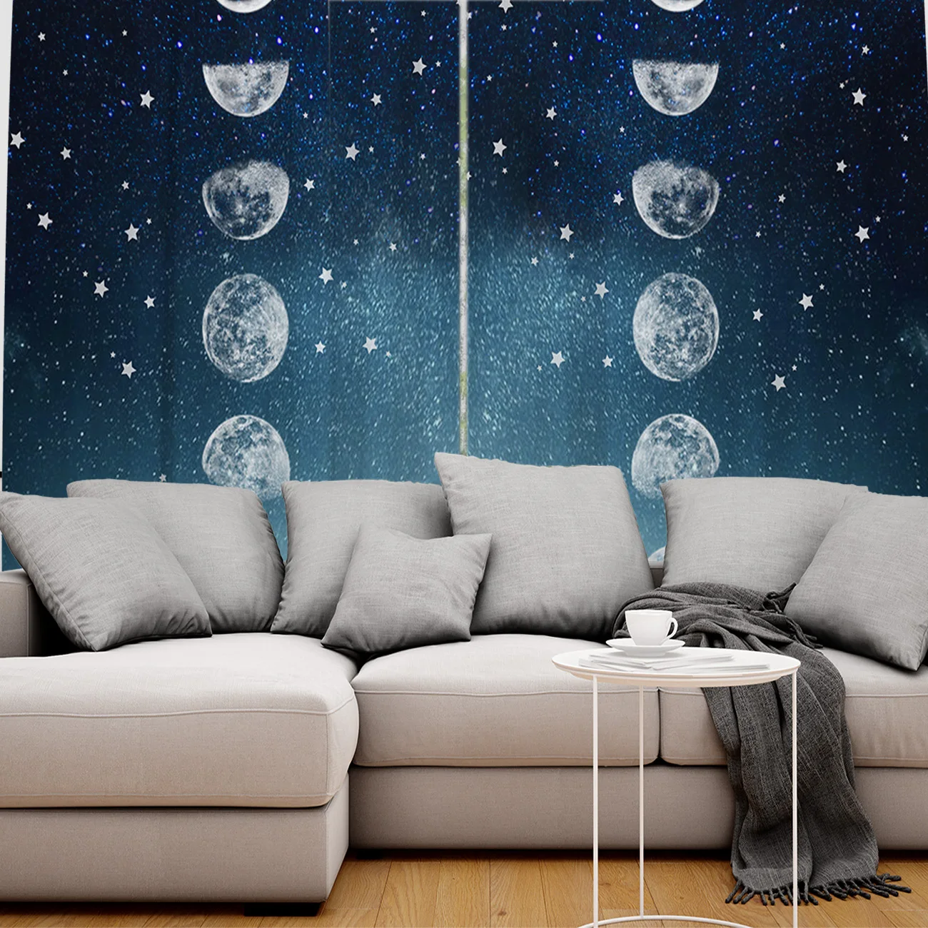 Moon Starry Sky Window Curtains Living Room Outdoor Fabric Drapes Curtain Home Decor