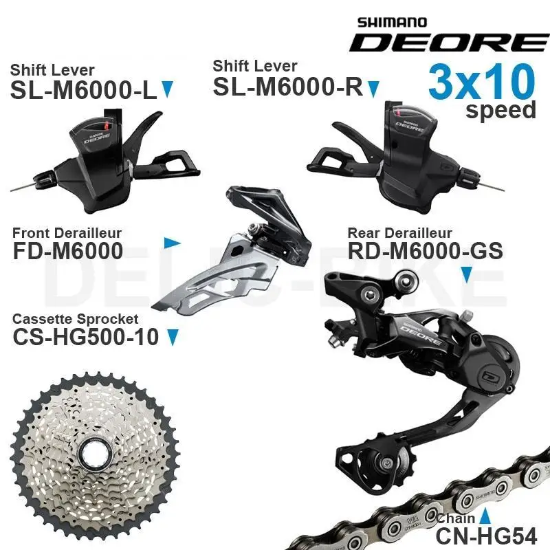 SHIMANO DEORE M6000 3x10v Groupset with Left/Right Shifter Front