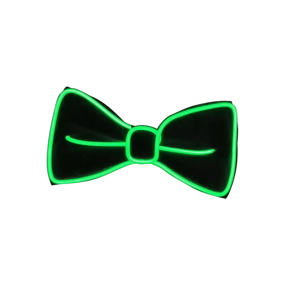 fluorescent green Polyester Silk Necktie Luminous Christmas Gift Accessories Bow Bow Tie Flashing LED Dance Jewelry Bowtie Evening Show Men Party - Цвет: fluorescent green