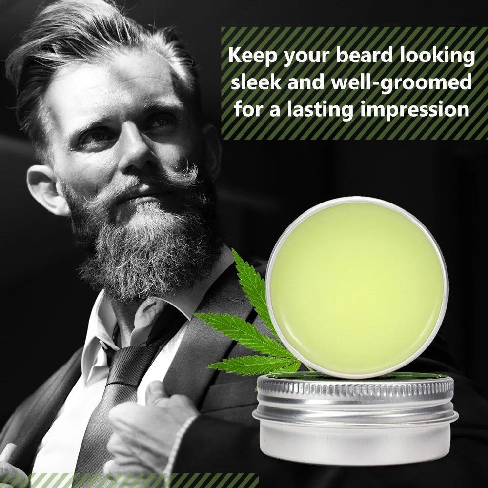 Men Organic Beard Hemp Cbd Oil Balm Moustache Wax Styling Beeswax Moisturizing Smoothing Gentlemen Beard Care Natural Hemp Balm