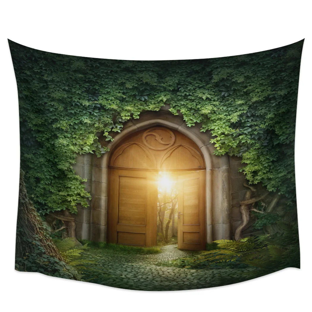 Настенный Коврик Magic Forest Door растительный гобелен для спальни пикник коврик йоги