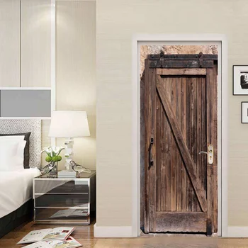 

1pc Door Sticker Waterproof Decorative Renovation Beautiful Removable Door Decals for Hotel Cafe