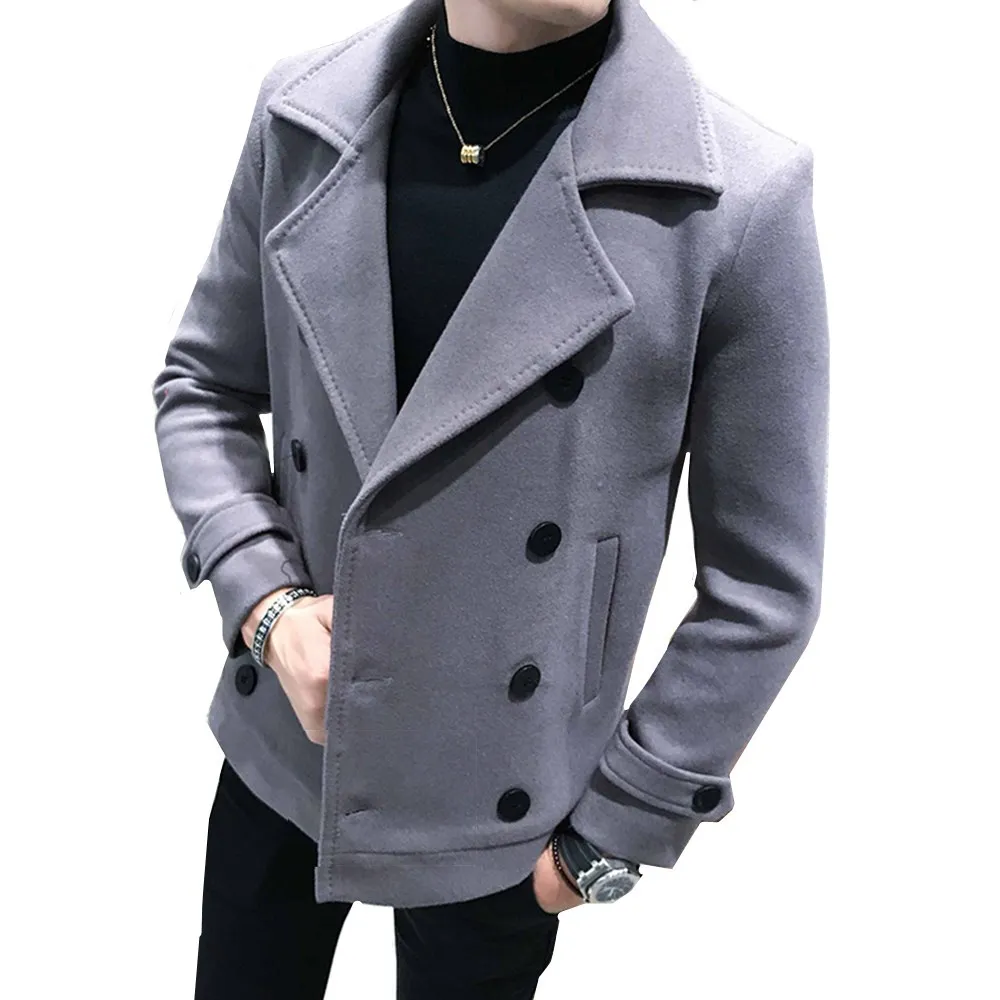 New Autumn and Winter Men's Short Wool Coat Double-breasted Design Business Casual Men's Warm Coat Trench Coat Plus Size 5XL New Autumn and Winter Men's Short Wool Coat Double-breasted Design Business Casual Men's Warm Coat Trench Coat Plus Size 5XL