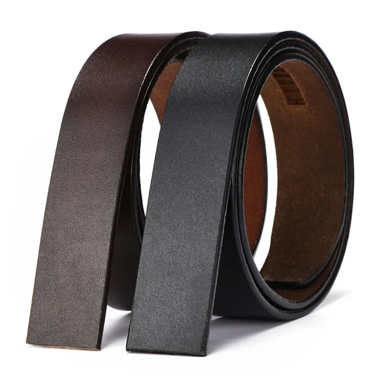 

Casual Belts No Buckle 3.5cm Wide Cowskin Real Genuine Leather Belt Body Men Belt Without Buckle Strap Black Brown 110-130cm