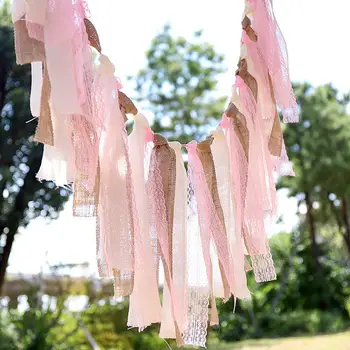 

160cm Party Lace Linen String Flag Hanging Pennant Banners for Wedding Party Site Decoration Photo Props